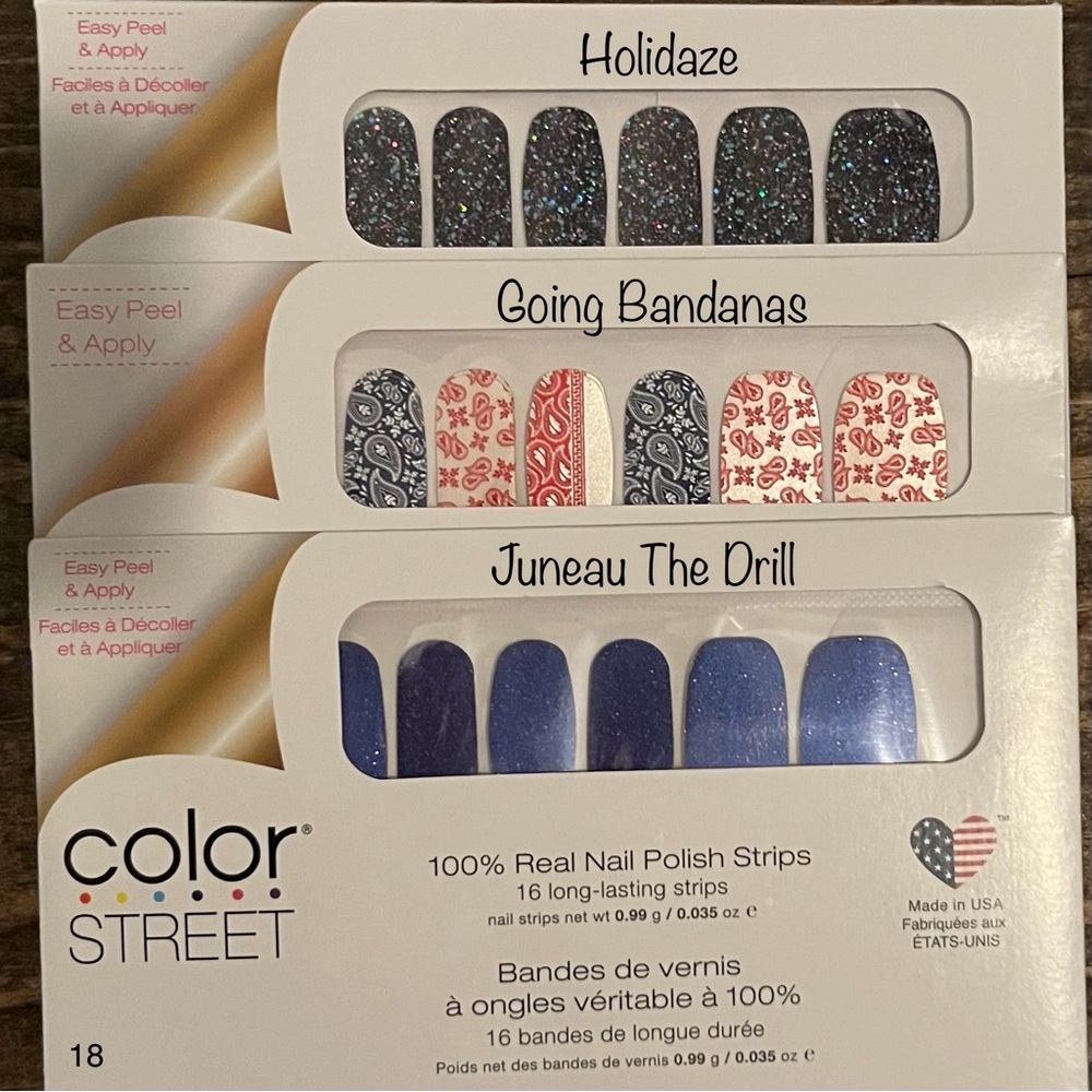 NWT 3 Retired Color Street Nail Polish Strips!